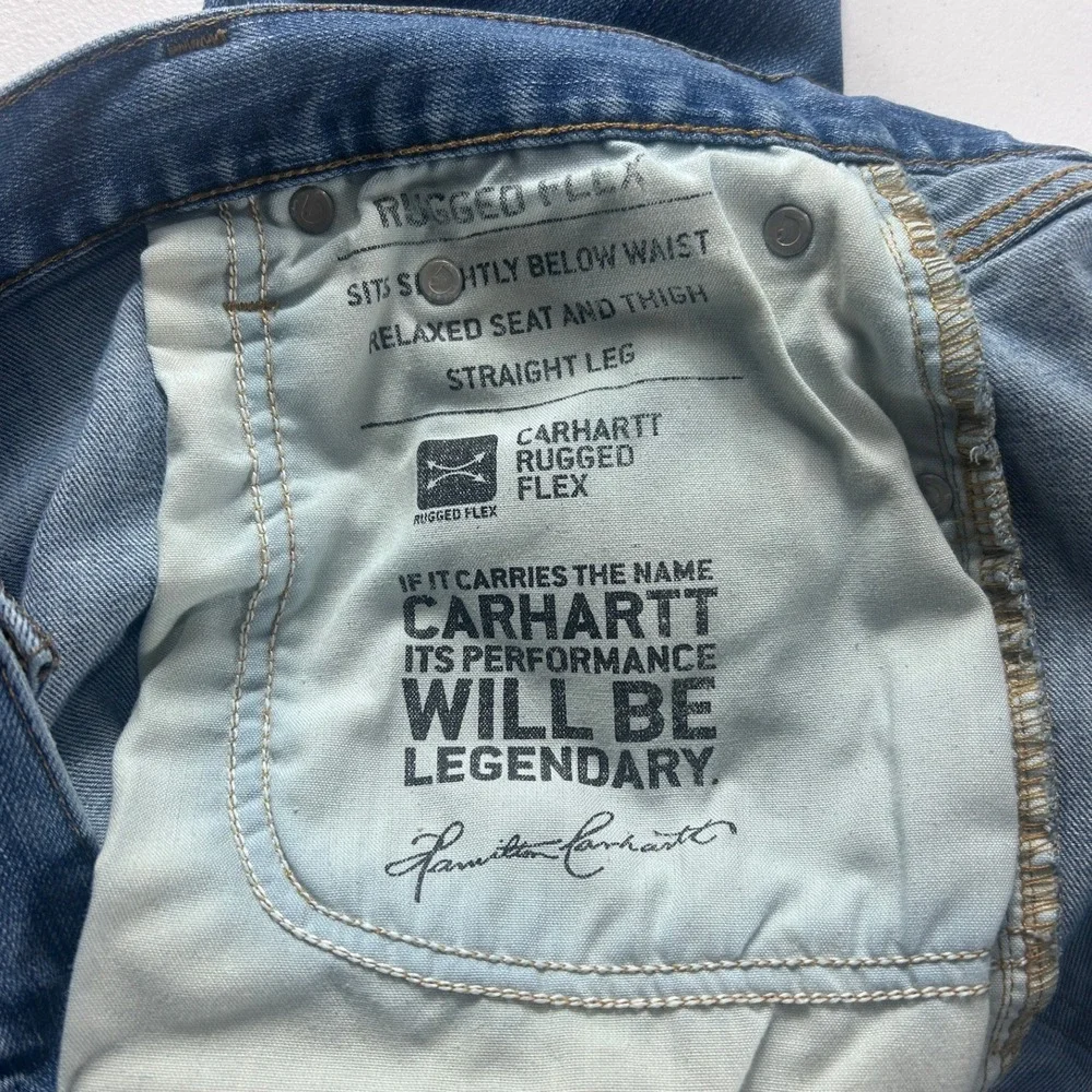 Carhartt 102804 Mens 42x30 Relaxed Fit Straight Leg Blue Stretch Denim Jeans - Picture 13 of 15